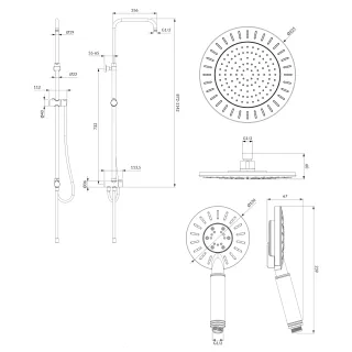 Omnires NEVADA kolumna prysznicowa natynkowa, czarny mat SYSNEVADABL