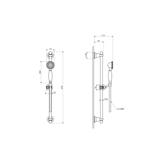 Omnires ART DECO zestaw prysznicowy suwany, brąz antyczny szczotkowany ARTDECO-SBR