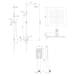 Omnires TORONTO kolumna prysznicowa natynkowa, chrom połysk SYSTORONTOCR