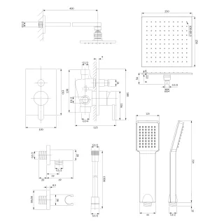 Omnires DARLING system prysznicowy podtynkowy, czarny półmat SYSDA19ABL