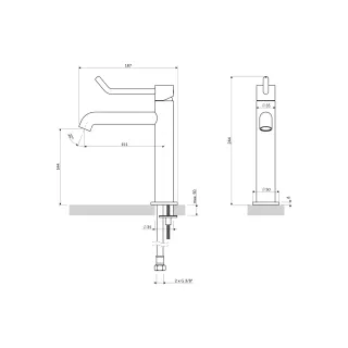 Omnires Y [Inclusive Design] bateria umywalkowa, 23 cm (głowica 25 mm), nikiel szczotkowany Y1212CID-NI