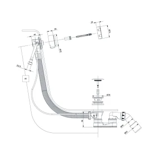Omnires CGS syfon wannowy przelewowo-odpływowo-napełniający, miedź połysk TK132-PLUS-3.76+64-SCP