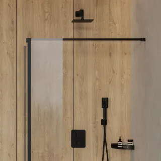 Omnires UNI koszyk prysznicowy narożny, 21 x 21 x 5 cm, czarny mat UN10332BL