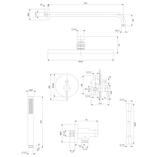 Omnires Y system prysznicowy podtynkowy, nikiel szczotkowany SYSY35NI