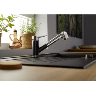 BLANCO WEGA-S II Silgranit-Look czarny/chrom 526428