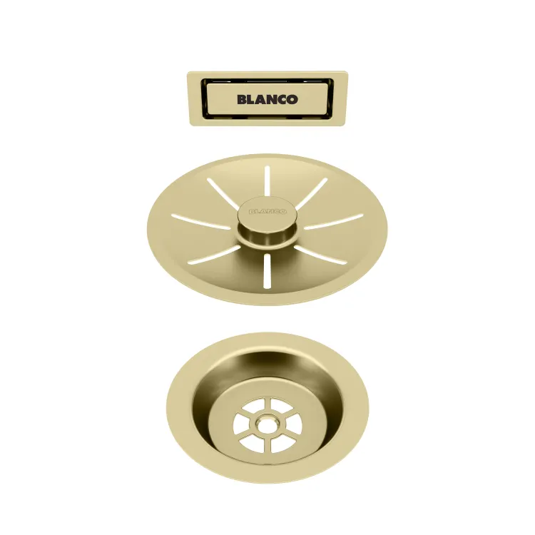 BLANCO Zestaw elementów stalowych w kolorze satin gold, do armatury przelewowo-odpływowej InFino, do jednej komory 203476