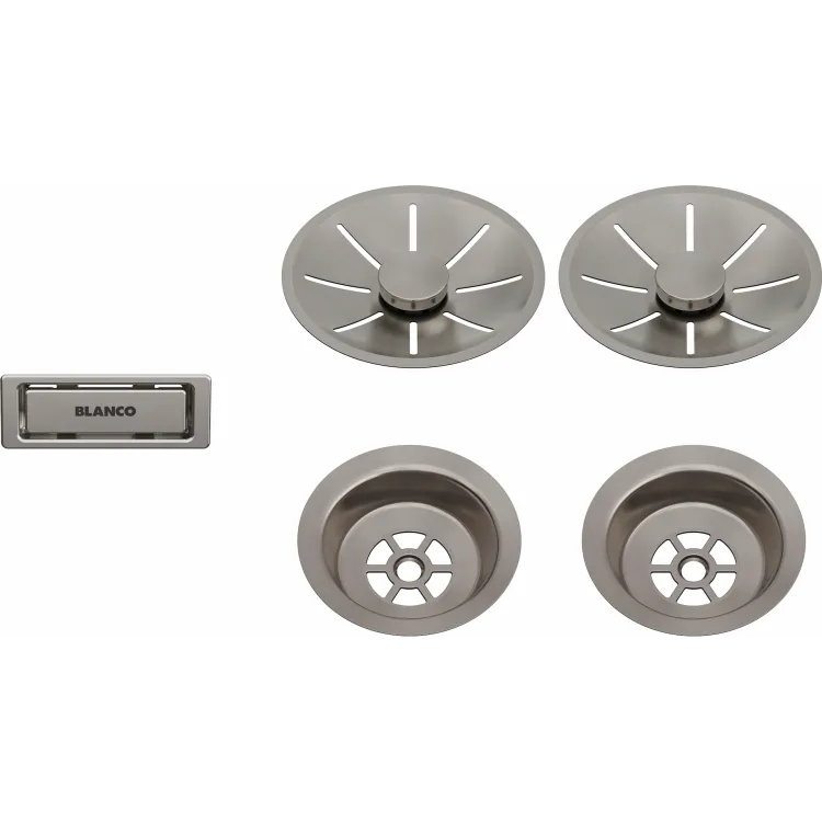 BLANCO Zestaw elementów stalowych w kolorze satin platinum, do armatury przelewowo-odpływowej InFino, do dwóch komór 207410