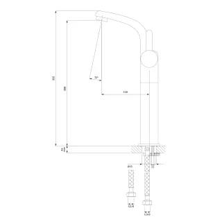 Omnires DARLING bateria umywalkowa wysoka, 33 cm, czarny półmat DA5013BL