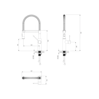 Omnires X3 bateria kuchenna z wyciąganą wylewką, chrom połysk X3CR