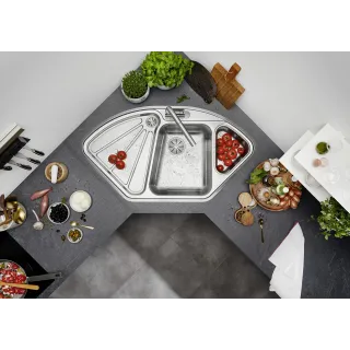 BLANCO DELTA-IF stal polerowana narożny, korek auto., InFino, odsączarka stalowa 523667