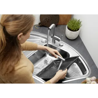 BLANCO DELTA-IF stal polerowana narożny, korek auto., InFino, odsączarka stalowa 523667