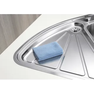 BLANCO DELTA-IF stal polerowana narożny, korek auto., InFino, odsączarka stalowa 523667