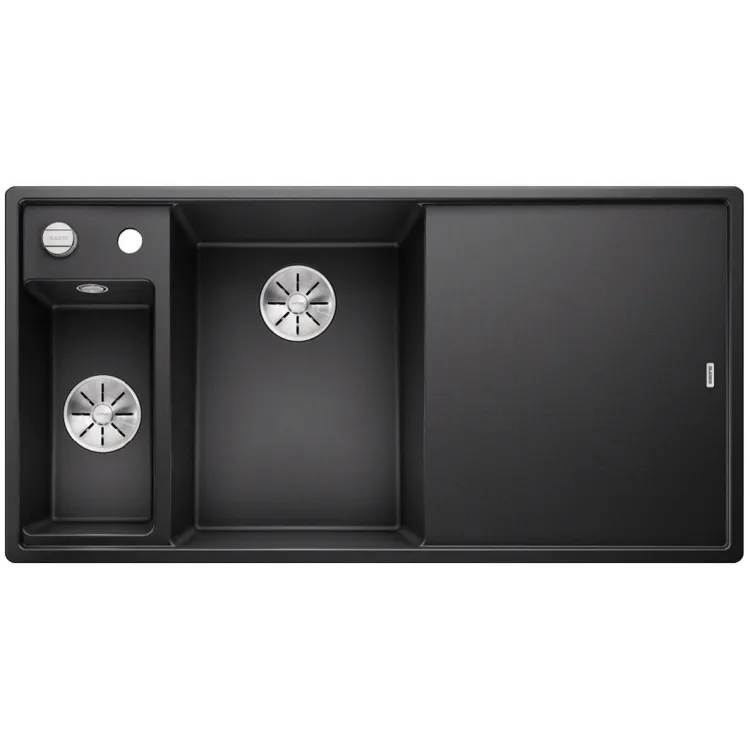 BLANCO AXIA III 6 S Silgranit antracyt lewa, korek auto., InFino, deska szkło białe, odsączarka stalowa 524653