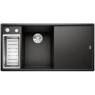 BLANCO AXIA III 6 S Silgranit czarny lewa, korek auto., InFino, deska szkło białe, odsączarka stalowa 525848