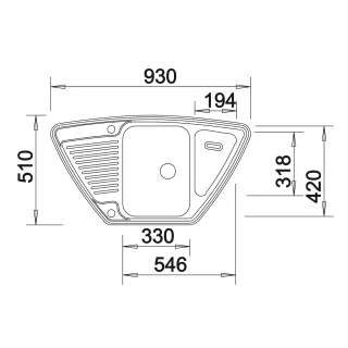 BLANCO TIPO 9 E stal matowa, narożny, korek auto. 526338