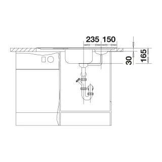 BLANCO TIPO 9 E stal matowa, narożny, korek auto. 526338