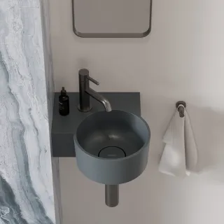 Omnires OVO M+ umywalka nablatowa/wisząca - lewa, 33 x 34 cm, ash grey mat OVO335UWLAG