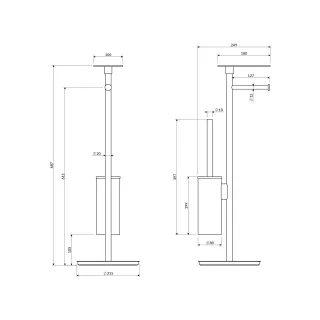 Omnires MODERN PROJECT stojak na papier i szczotkę toaletową z półką, złoty połysk MP60820GL