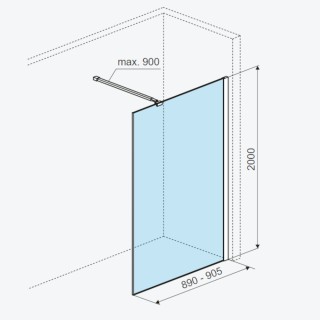 Excellent Vidoq Ścianka prysznicowa prosta walk-in 90x200cm powłoka clean control złoty połysk KAEX.1506.900.LP.GL