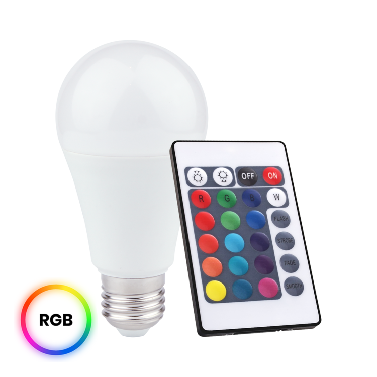 Żarówka LED 10W A60 E27 RGB + Pilot EK8049