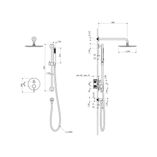 Omnires Y system prysznicowy podtynkowy, 2-wyjściowy, chrom połysk SYSY47CR