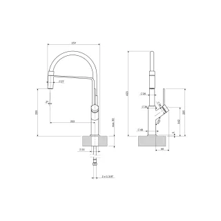 Omnires VITA bateria kuchenna z wyciąganą wylewką, grafit szczotkowany/czarny mat VI6350BLGR