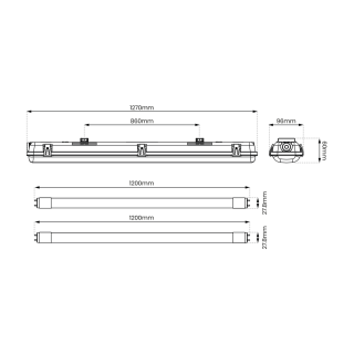 Zestaw Oprawa Hermetyczna 2x120cm + Odbłyśnik + 2x18W 4000K EKH9835