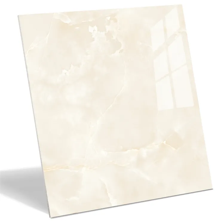 Jasne beżowe płytki podłogowe Cloudy Onyx Beige 60x60 (1.44) imitujące kamień Onyks w połysku