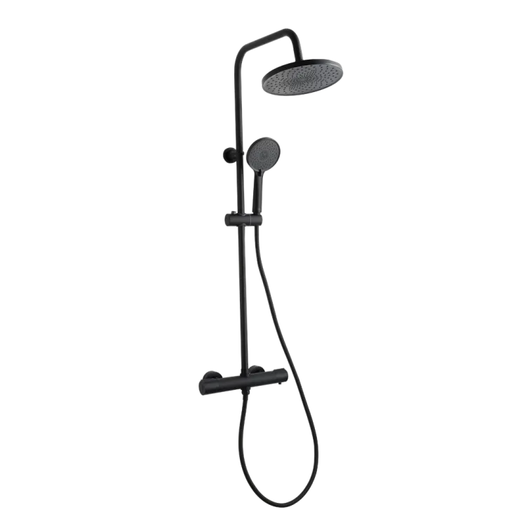 Invena DESZCZOWNIA Z BATERIĄ TERMOSTATYCZNĄ KASOS, CZARNA AU-38-T04-V