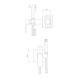 Omnires PARMA system bidetowy podtynkowy, czarny mat SYSPMBI2BL