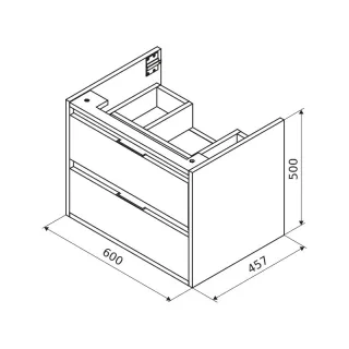 Excellent Tuto szafka wisząca 60 cm podumywalkowa 2 szuflady, szary/dąb MLEX.0103.600.GRBL