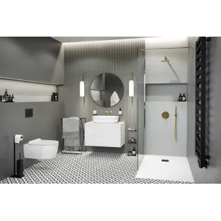 Excellent Finli szafka wisząca 80cm, podumywalkowa z blatem 2 szuflady, biały połysk MLEX.1102.800.WHWH