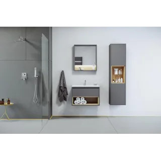 Excellent Tuto szafka boczna 160 cm wysoka, szary /dąb MLEX.0201.400.GRBL