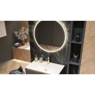 Excellent Corido lustro łazienkowe 100 cm okrągłe oświetlenie LED mata grzewcza, miedziany szczotkowany DOEX.CO100.CB