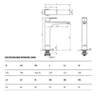 Excellent Keria bateria umywalkowa Czarna AREX.2002BL