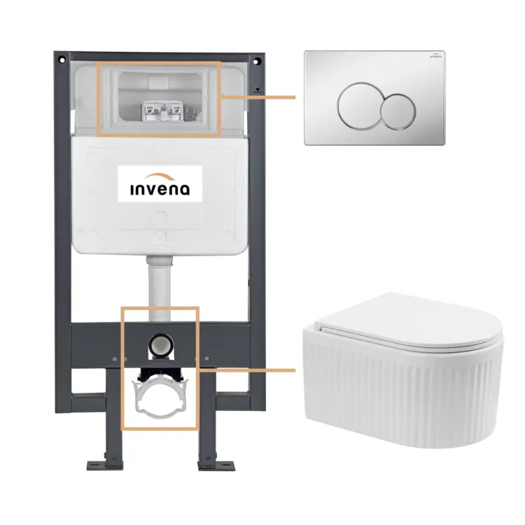 Invena ZESTAW PODTYNKOWY WC GLAMOUR Z PRZYCISKIEM 601 CHROM CK-92-011