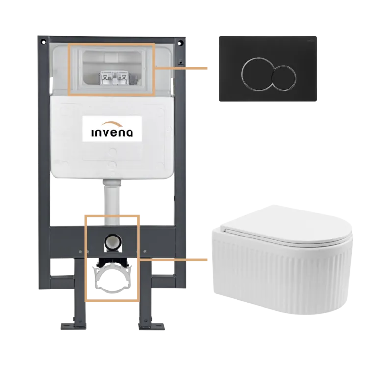 Invena ZESTAW PODTYNKOWY WC GLAMOUR Z PRZYCISKIEM 601 CZARNY CK-92-014