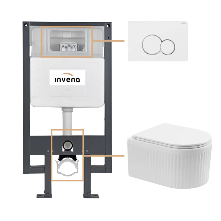 Invena ZESTAW PODTYNKOWY WC GLAMOUR Z PRZYCISKIEM 601 BIAŁY CK-92-012
