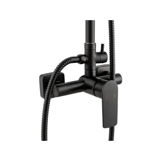 Invena DESZCZOWNIA Z BATERIĄ NATRYSKOWĄ STELONA, CZARNA AU-34-B04-Q
