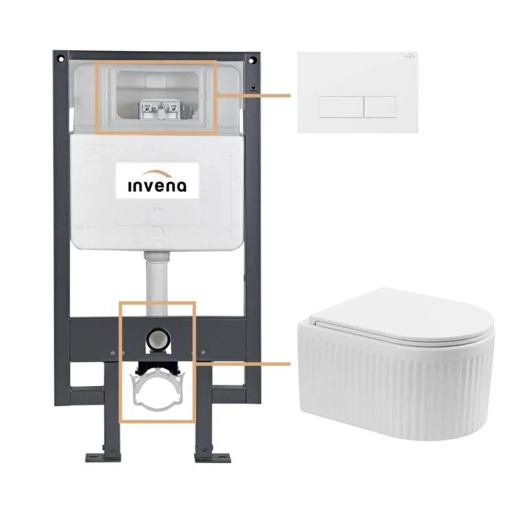 Invena ZESTAW PODTYNKOWY WC GLAMOUR Z PRZYCISKIEM 603 BIAŁY CK-92-032