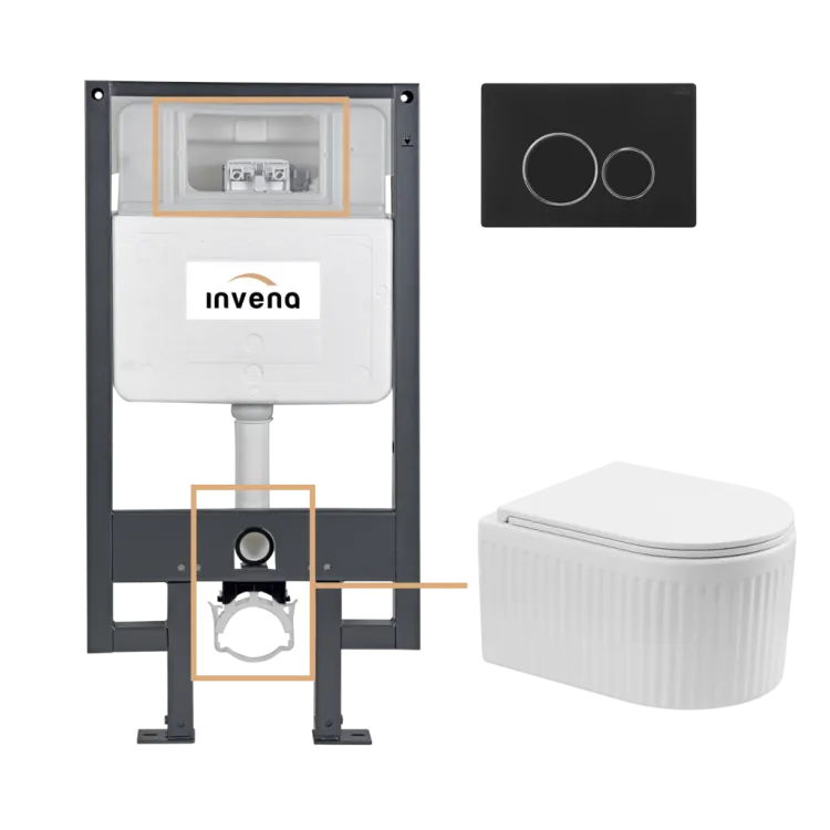 Invena ZESTAW PODTYNKOWY WC GLAMOUR Z PRZYCISKIEM 604 CZARNY CK-92-044