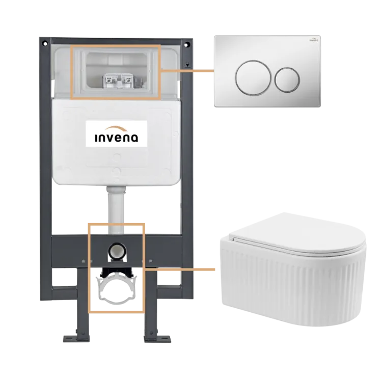 Invena ZESTAW PODTYNKOWY WC GLAMOUR Z PRZYCISKIEM 604 CHROM CK-92-041