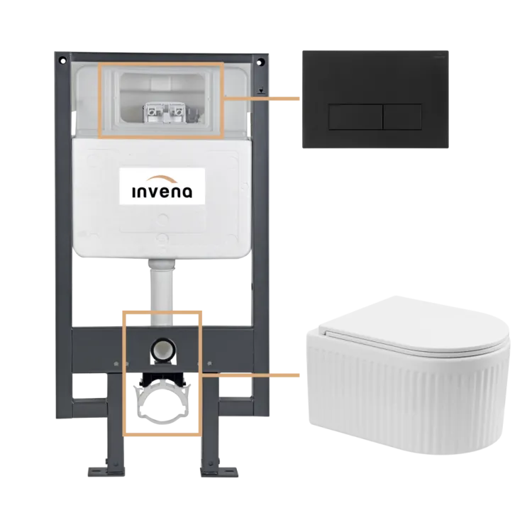 Invena ZESTAW PODTYNKOWY WC GLAMOUR Z PRZYCISKIEM 603 CZARNY CK-92-034
