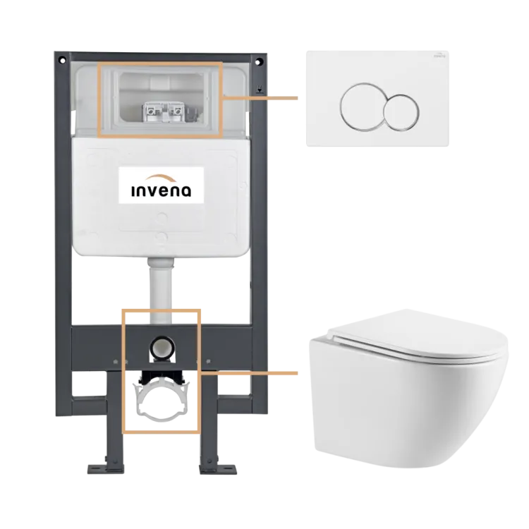 Invena ZESTAW PODTYNKOWY WC LIMNOS Z PRZYCISKIEM 601 BIAŁY CK-93-012