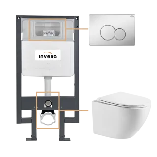 Invena ZESTAW PODTYNKOWY WC LIMNOS Z PRZYCISKIEM 601...