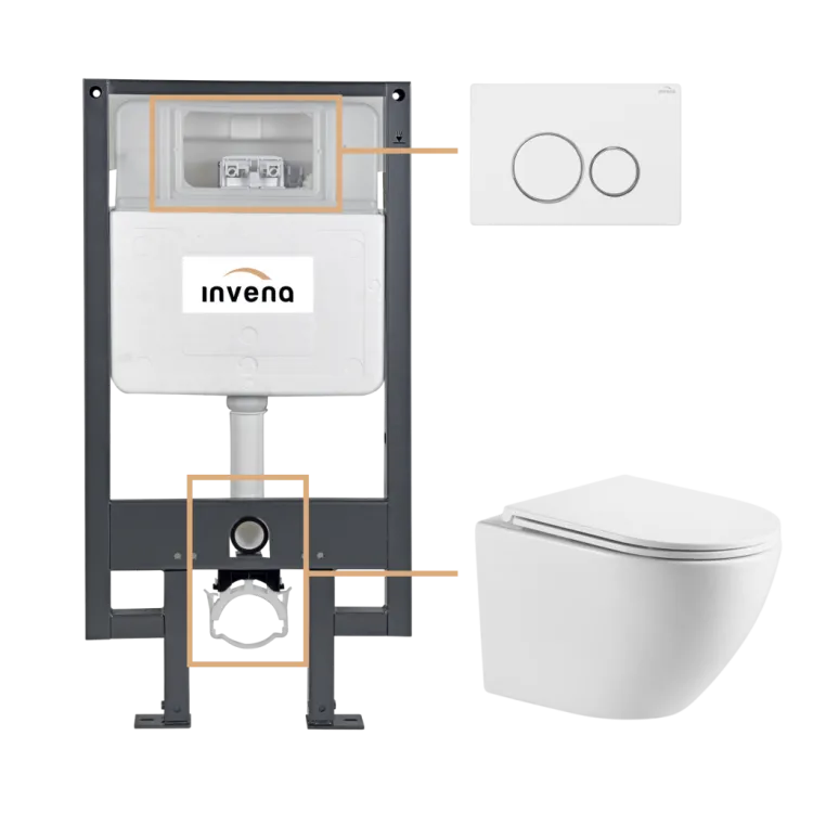 Invena ZESTAW PODTYNKOWY WC LIMNOS Z PRZYCISKIEM 604 BIAŁY CK-93-042