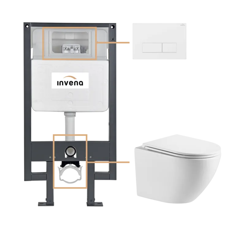 Invena ZESTAW PODTYNKOWY WC LIMNOS Z PRZYCISKIEM 603 BIAŁY CK-93-032