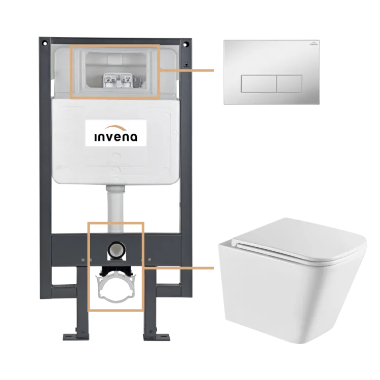 Invena ZESTAW PODTYNKOWY WC FLORINA Z PRZYCISKIEM 603 CHROM CK-94-031