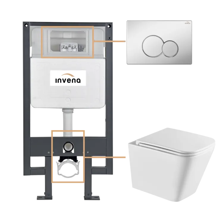 Invena ZESTAW PODTYNKOWY WC FLORINA Z PRZYCISKIEM 601 CHROM CK-94-011