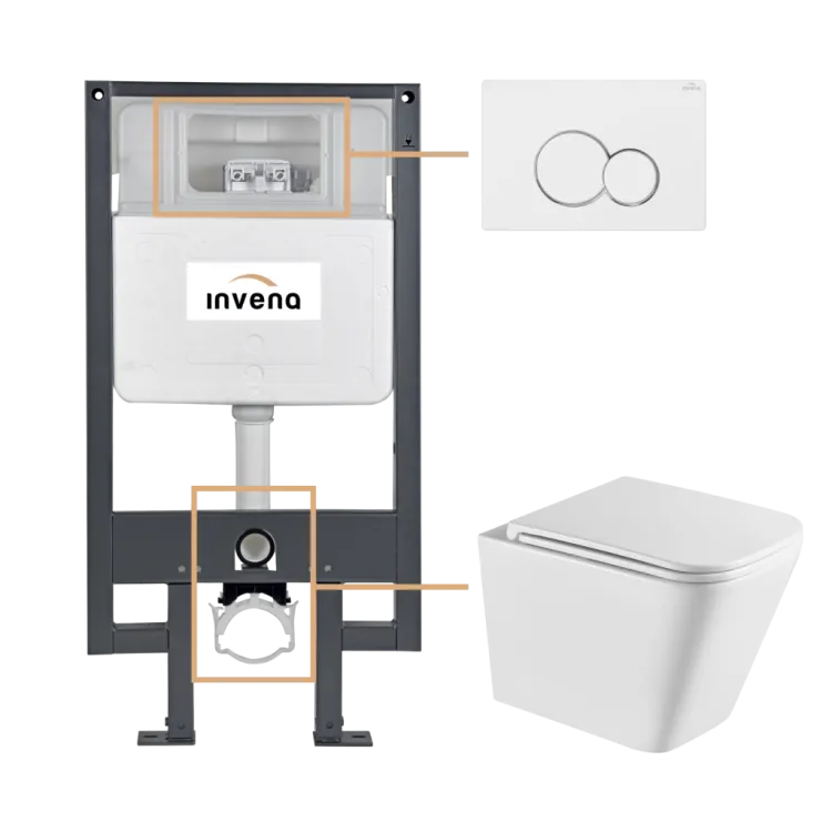 Invena ZESTAW PODTYNKOWY WC FLORINA Z PRZYCISKIEM 601 BIAŁY CK-94-012